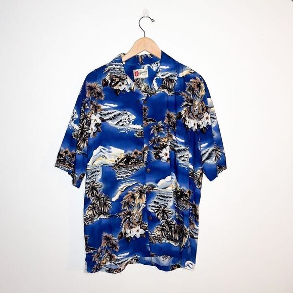 Hilo Hatties The Hawaiian Original cobalt blue scenic Hawaii print - Picture 1 of 5